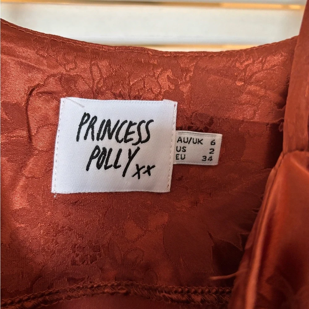 Princess Polly Satin Mini Dress in Rust - Picture 3 of 3